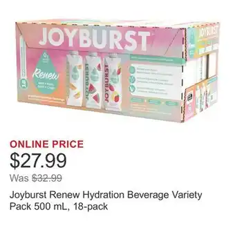 Costco Joyburst Renew Hydration Beverage Variety Pack 500 mL, 18-pack offer