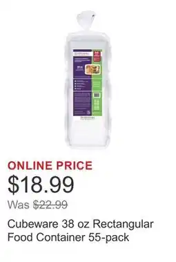 Costco Cubeware 38 oz Rectangular Food Container 55-pack offer