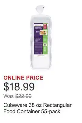Costco Cubeware 38 oz Rectangular Food Container 55-pack offer