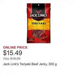 Costco Jack Link's Teriyaki Beef Jerky, 300 g offer
