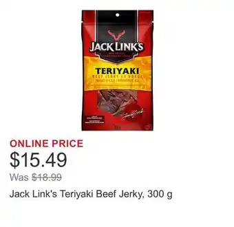 Costco Jack Link's Teriyaki Beef Jerky, 300 g offer