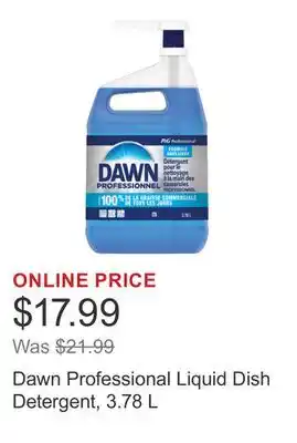 Costco Dawn Professional Liquid Dish Detergent, 3.78 L offer