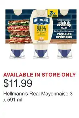 Costco Hellmann's Real Mayonnaise 3 x 591 ml offer
