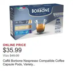 Costco Caffé Borbone Nespresso Compatible Coffee Capsule Pods, Variety Box, 90-count offer