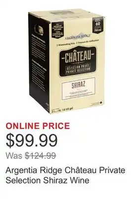 Costco Argentia Ridge Château Private Selection Shiraz Wine offer