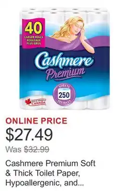 Costco Cashmere Premium Soft & Thick Toilet Paper, Hypoallergenic, and Septic Safe, 40-pack offer