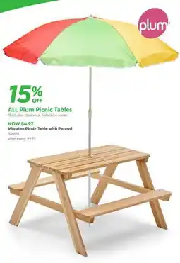Toys R us Plum Wooden Picnic Table with Parasol offer