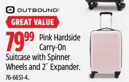 Canadian Tire Outbound Pink Hardside Carry-On Suitcase with Spinner Wheels and 2˝ Expander offer