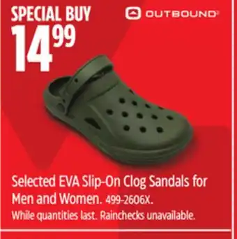 Canadian Tire Selected EVA Slip-On Clog Sandals for Men and Women offer