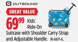 Canadian Tire Outbound Kids Ride-On Suitcase with Shoulder Carry-Strap and Adjustable Handle offer