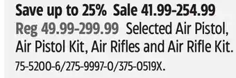 Canadian Tire Selected Air Pistol, Air Pistol Kit, Air Rifles and Air Rifle Kit offer