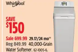 Canadian Tire Whirlpool 40,000-Grain Water Softener offer