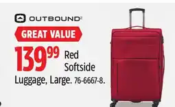 Canadian Tire OUTBOUND Red Softside Luggage, Large offer
