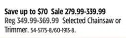 Canadian Tire Selected Chainsaw or Trimmer offer