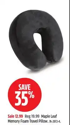 Canadian Tire Maple Leaf Memory Foam Travel Pillow offer