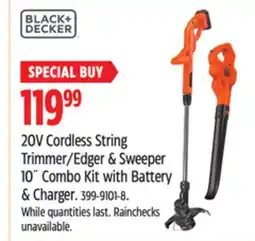 Canadian Tire Black & Decker 20V Cordless String Trimmer/Edger & Sweeper 10 Combo Kit with Battery & Charger offer