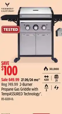 Canadian Tire 2-Burner Propane Gas Griddle with TempASSURED Technology offer