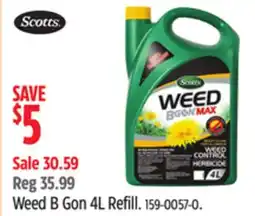 Canadian Tire Scotts Weed B Gon 4L Refill offer