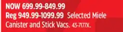 Canadian Tire Miele Selected Miele Canister and Stick Vacs offer