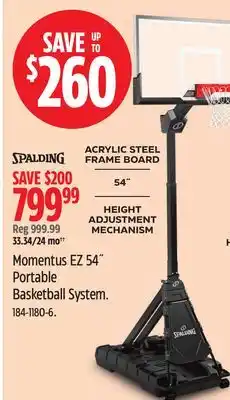 Canadian Tire Momentus EZ 54˝ Portable Basketball System offer