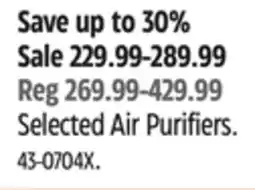 Canadian Tire Selected Air Purifiers offer