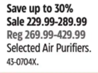 Canadian Tire Selected Air Purifiers offer