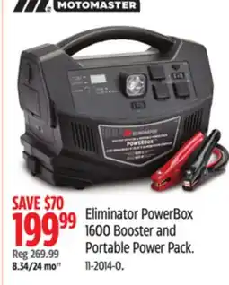 Canadian Tire Motomaster Eliminator PowerBox 1600 Booster and Portable Power Pack offer