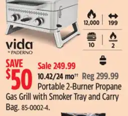 Canadian Tire VIDA Portable 2-Burner Propane Gas Grill with Smoker Tray and Carry Bag offer