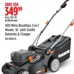 Canadian Tire Worx 40 V Nitro Brushless 2-in-1 Mower offer