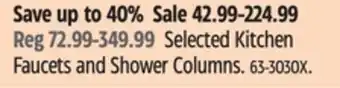 Canadian Tire Selected Kitchen Faucets and Shower Columns offer