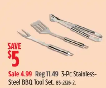 Canadian Tire 3-Pc Stainless- Steel BBQ Tool Set offer