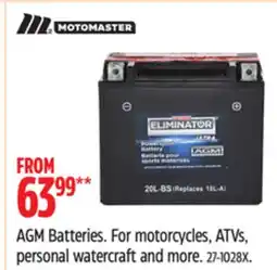 Canadian Tire MOTOMASTER AGM Batteries offer
