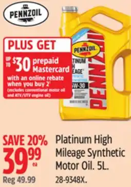 Canadian Tire Platinum High Mileage Synthetic Motor Oil offer
