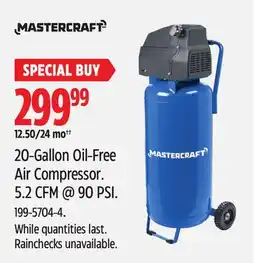 Canadian Tire Mastercraft 20-Gallon Oil-Free Air Compressor. 5.2 CFM @ 90 PSI offer