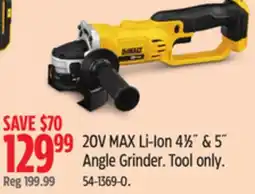 Canadian Tire 20 v MAX Li-Ion 4 1/2 & 5 Angle Grinder offer
