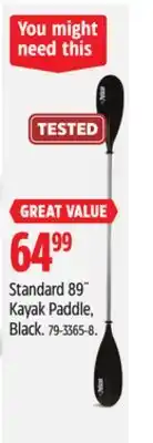 Canadian Tire Pelican Standard 89˝ Kayak Paddle, Black offer