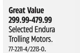 Canadian Tire Minn Kota Selected Endura Trolling Motors offer