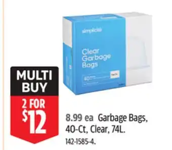 Canadian Tire Simplicite Garbage Bags offer