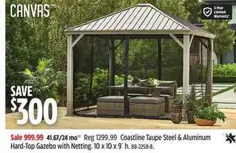 Canadian Tire Canvas Coastline Taupe Steel & Aluminum Hard-Top Gazebo With Netting offer