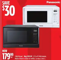 Canadian Tire Panasonic Microwave. Matte finish in black or white offer