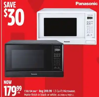 Canadian Tire Panasonic Microwave. Matte finish in black or white offer