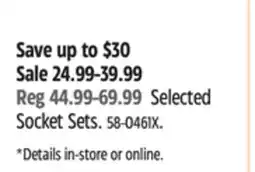Canadian Tire Mastercraft Selected Socket Sets offer