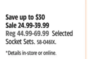 Canadian Tire Mastercraft Selected Socket Sets offer