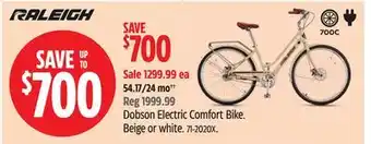 Canadian Tire Raleigh Dobson Electric Comfort Bike offer