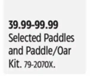 Canadian Tire Selected Paddles and Paddle/Oar Kit offer