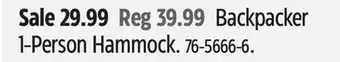 Canadian Tire Woods Backpacker 1-Person Hammock offer