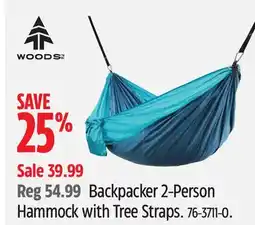 Canadian Tire Woods Backpacker 2-Person Hammock with Tree Straps offer