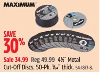 Canadian Tire Maximum 41⁄2˝ Metal Cut-Off Discs, 50-Pk offer