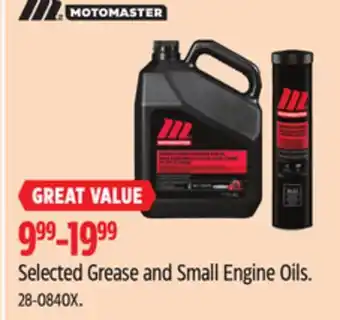 Canadian Tire MotoMaster Selected Grease and Small Engine Oils offer