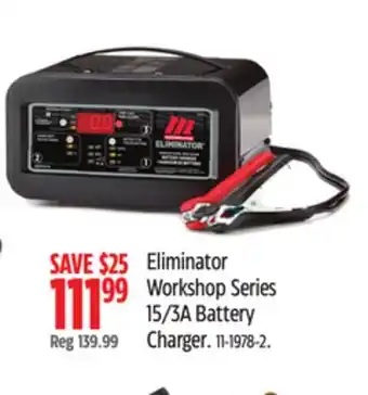 Canadian Tire Eliminator Workshop Series 15/3A Battery Charger offer